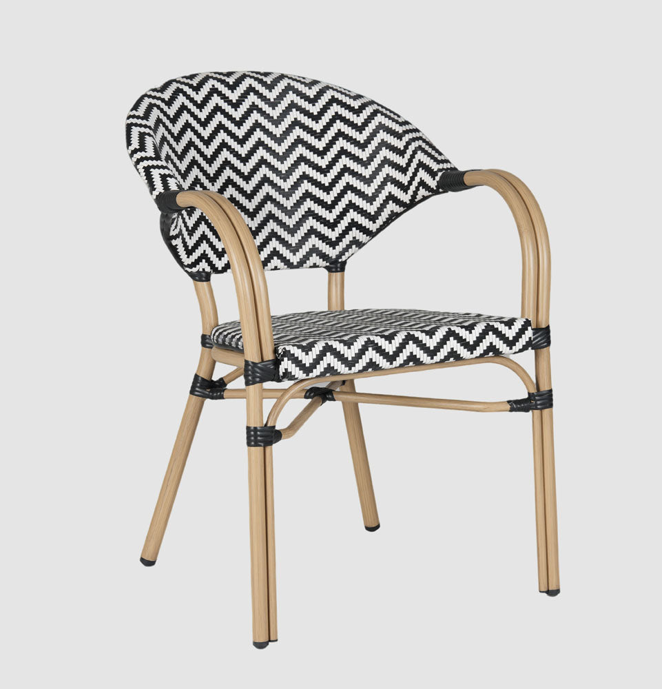 Cannes Outdoor Aluminium Armchair Black & White
