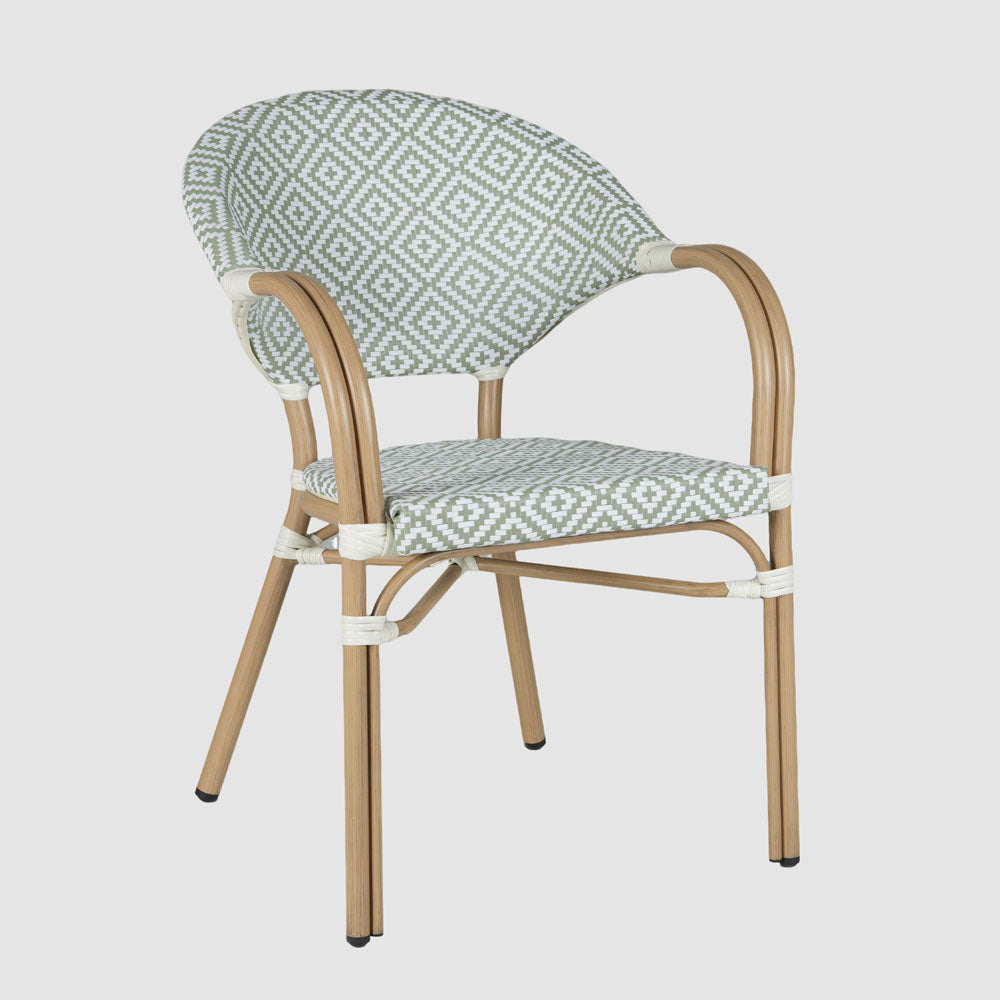Cannes Outdoor Aluminium Armchair Green & White