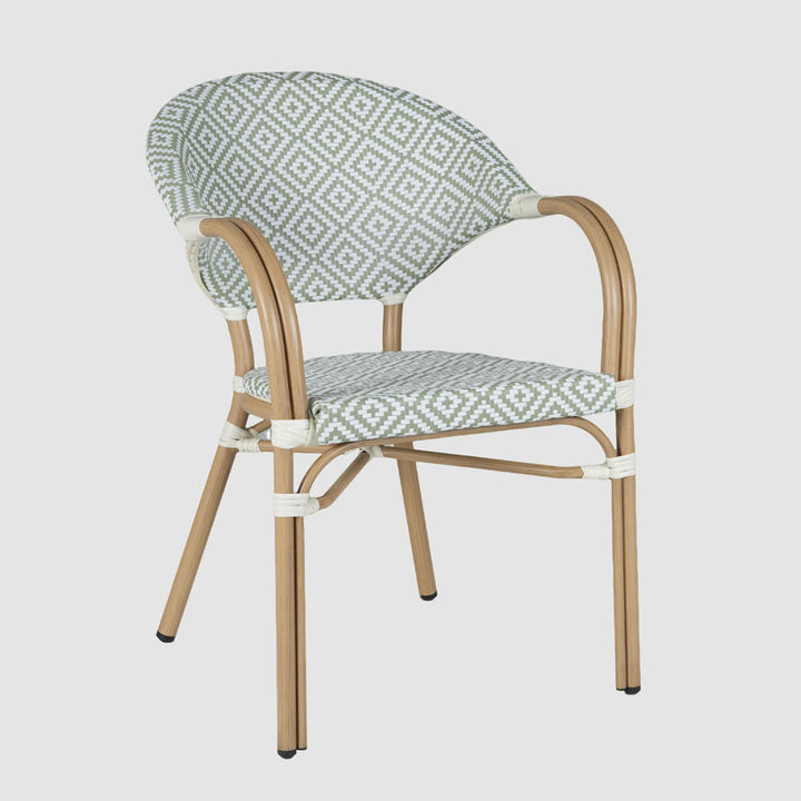 Cannes Outdoor Aluminium Armchair Green & White