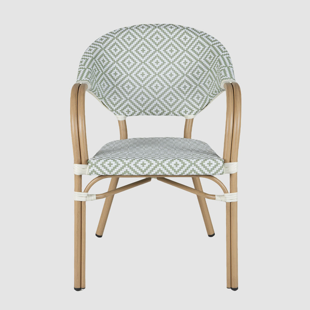 Cannes Outdoor Aluminium Armchair Green & White