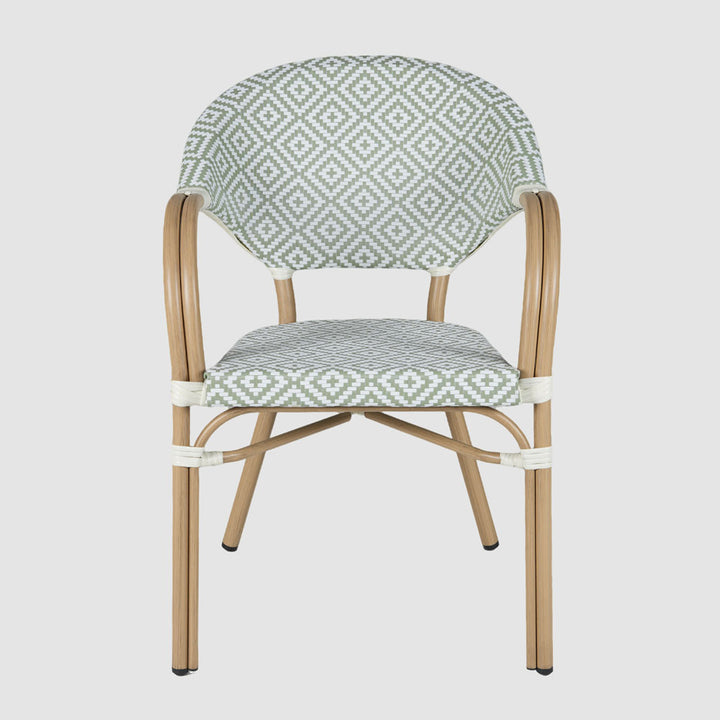 Cannes Outdoor Aluminium Armchair Green & White