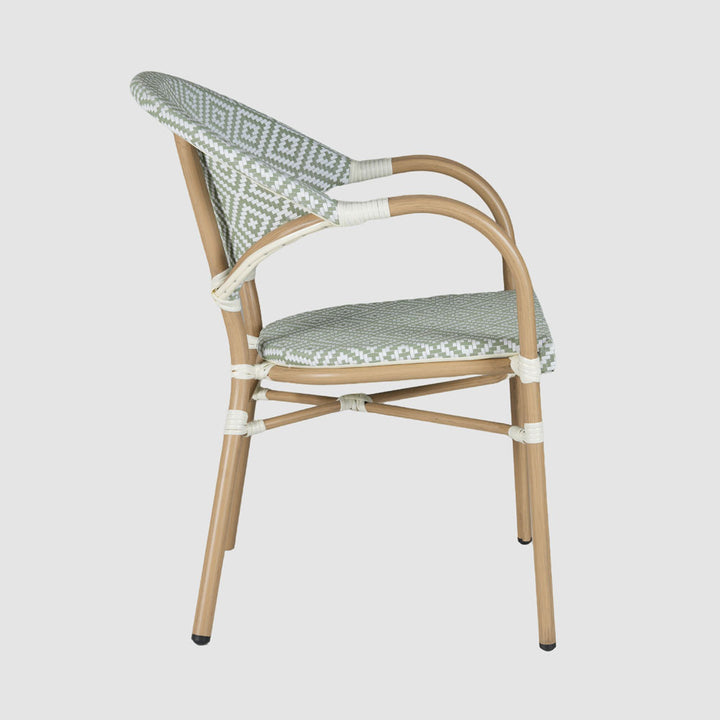 Cannes Outdoor Aluminium Armchair Green & White