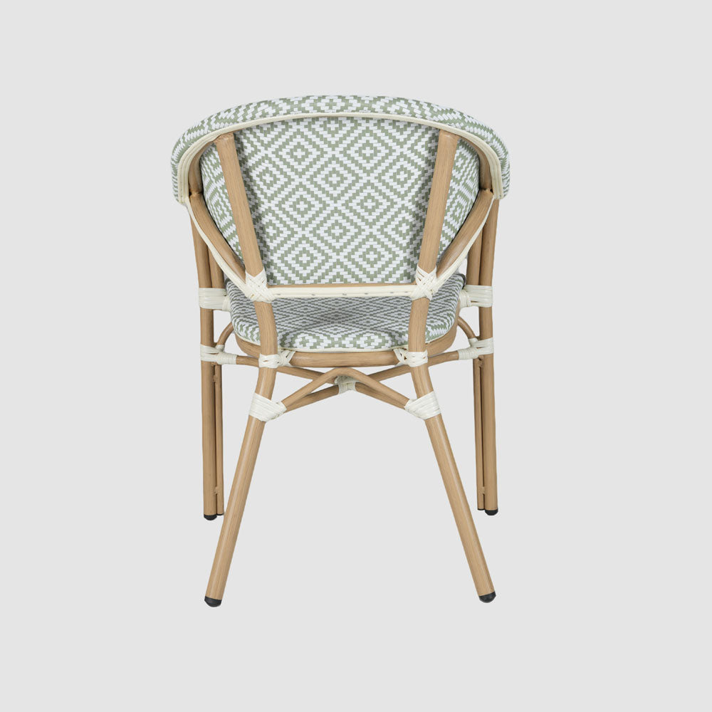 Cannes Outdoor Aluminium Armchair Green & White