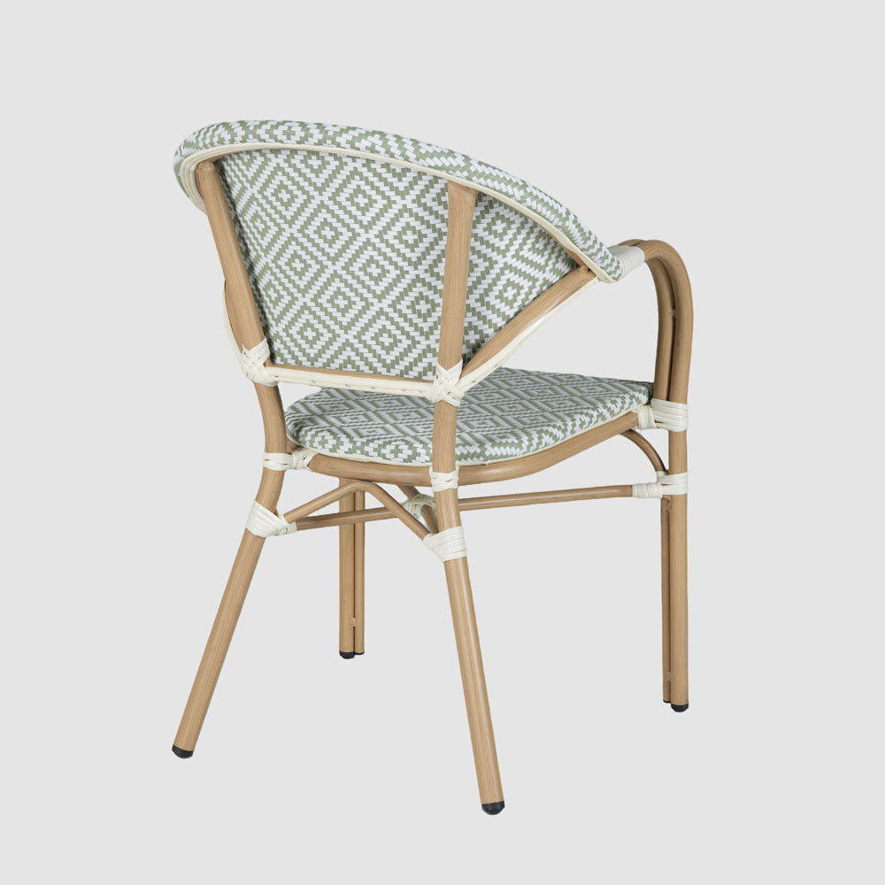 Cannes Outdoor Aluminium Armchair Green & White