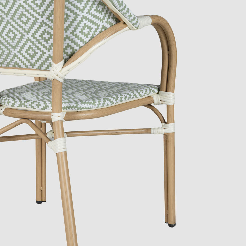 Cannes Outdoor Aluminium Armchair Green & White