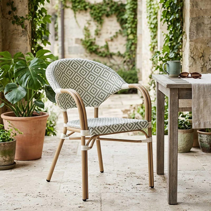 Cannes Outdoor Aluminium Armchair Green & White