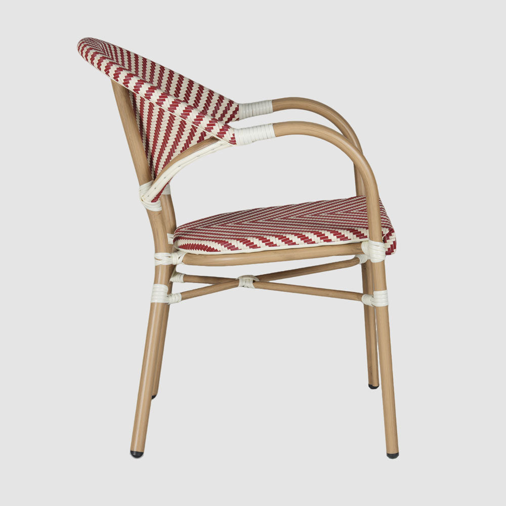 Cannes Outdoor Aluminium Armchair Red & White