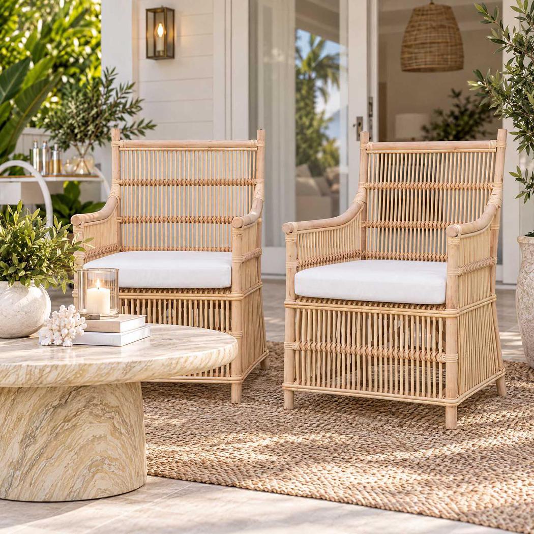 Haiti Wicker Armchair with Cushion - Outdoor Under-Cover