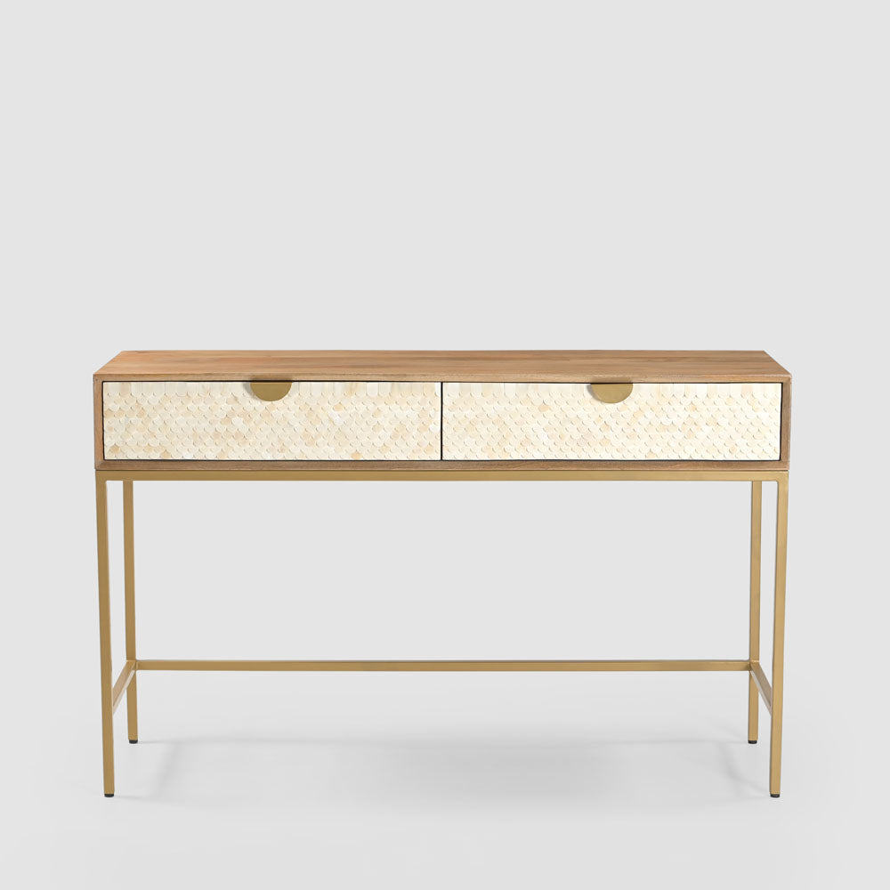 Mira Bone Inlay 2 Drawer Consol Table White
