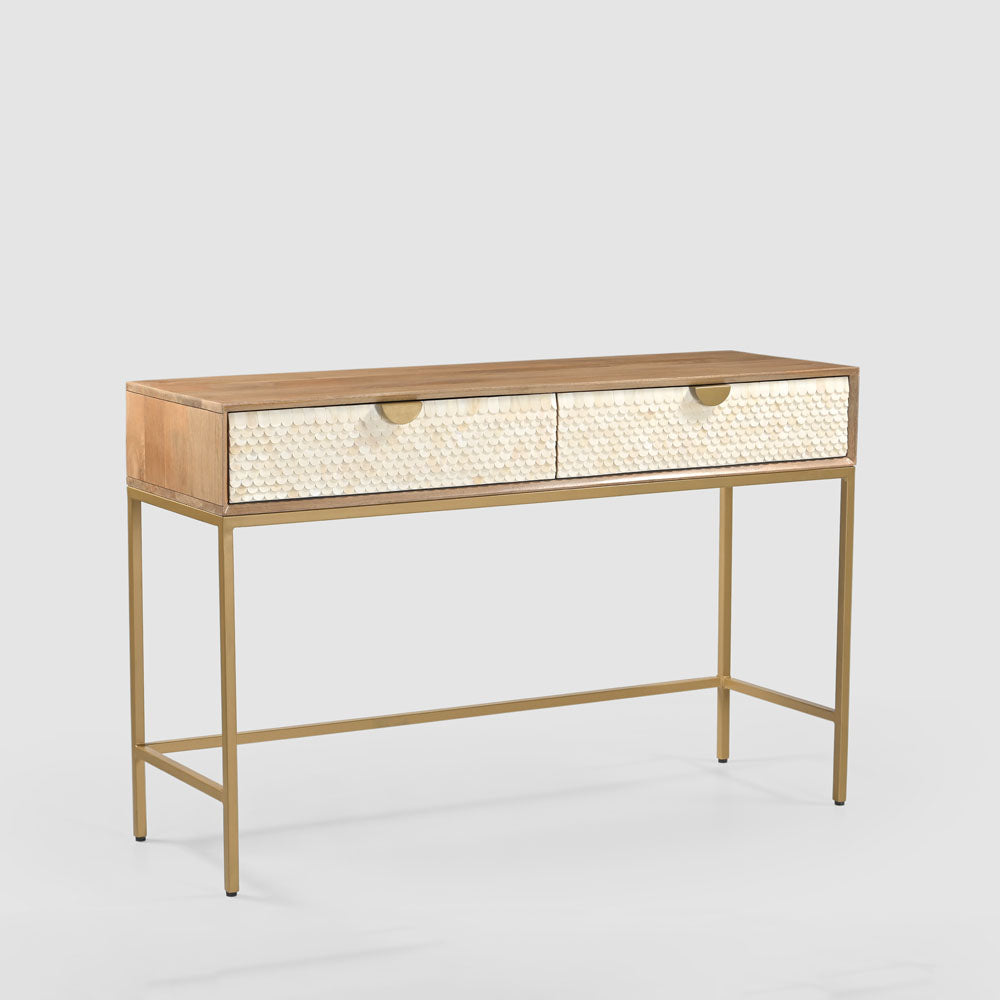 Mira Bone Inlay 2 Drawer Consol Table White