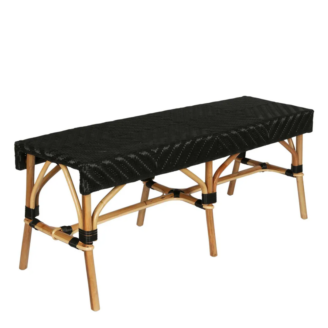 Missoli Rattan Bench Black -Outdoor Undercover