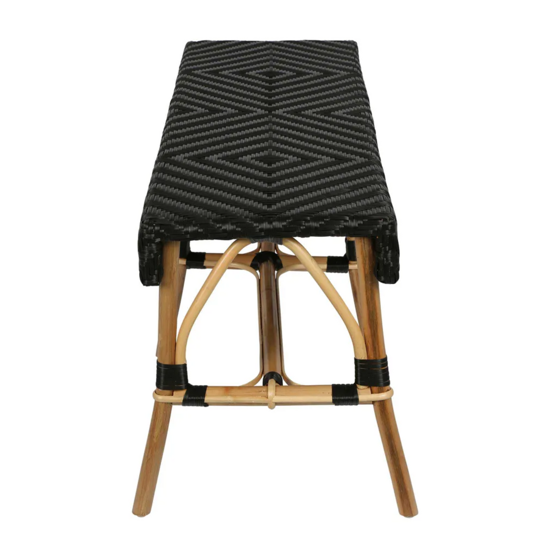 Missoli Rattan Bench Black -Outdoor Undercover