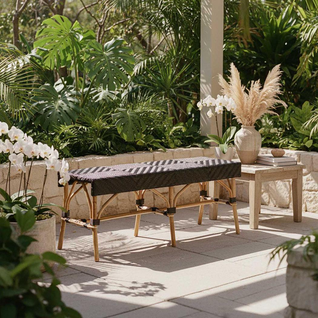 Missoli Rattan Bench Black