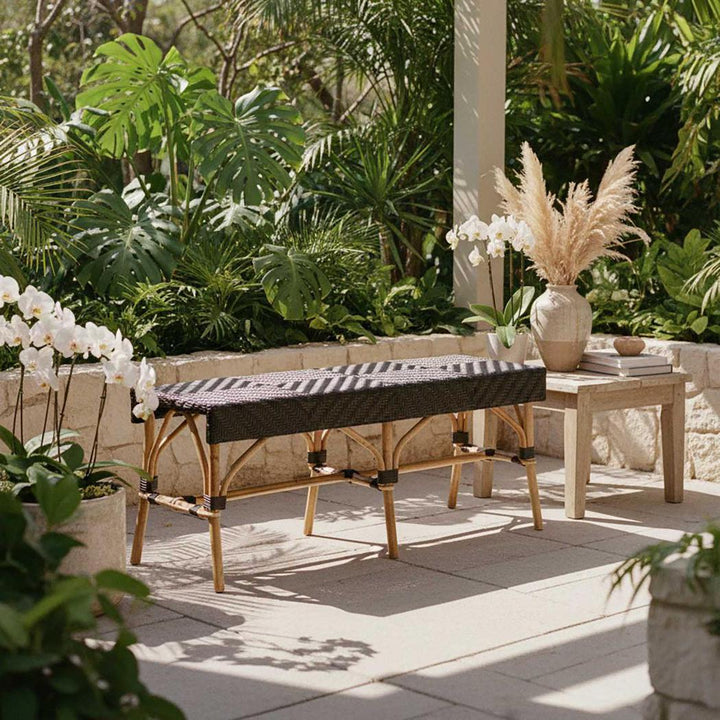 Missoli Rattan Bench Black
