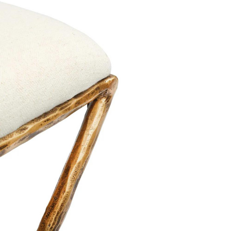 Leo Upholstered Bench Gold in Natural Linen