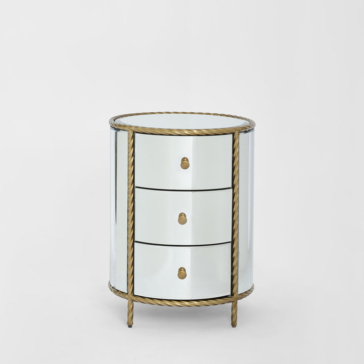 Palais Bedside 3 Drawer Mirror & Gold