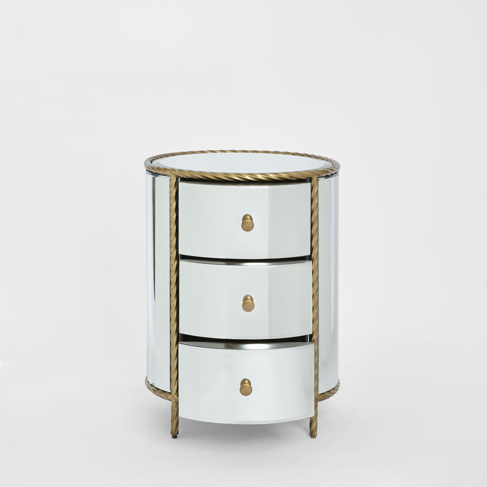 Palais Bedside 3 Drawer Mirror & Gold