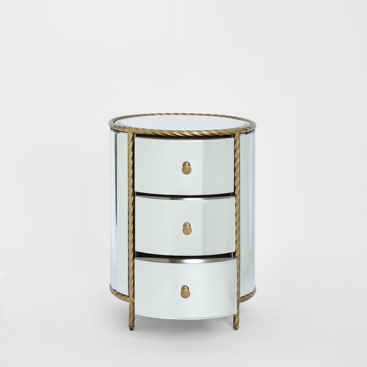 Palais Bedside 3 Drawer Mirror & Gold