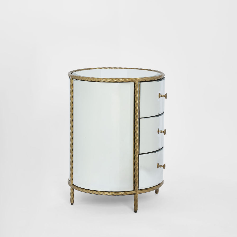 Palais Bedside 3 Drawer Mirror & Gold