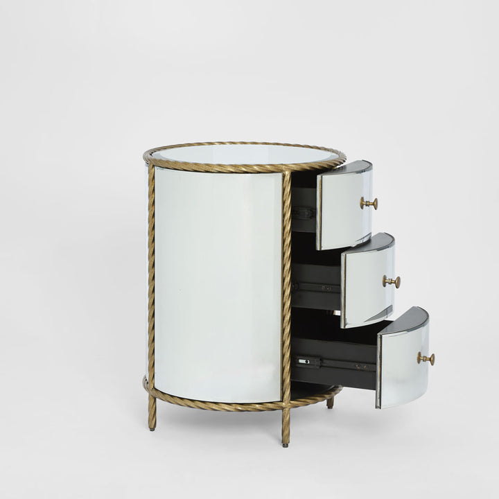 Palais Bedside 3 Drawer Mirror & Gold