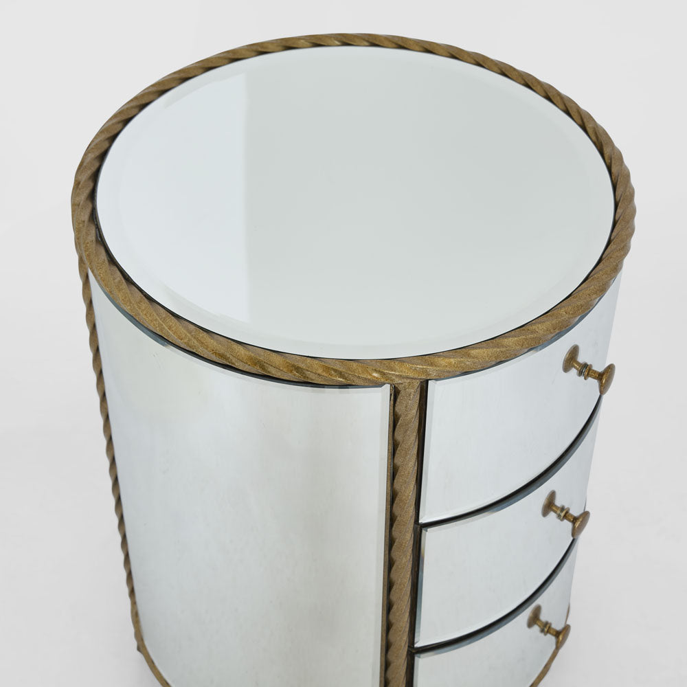 Palais Bedside 3 Drawer Mirror & Gold
