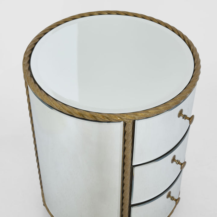 Palais Bedside 3 Drawer Mirror & Gold