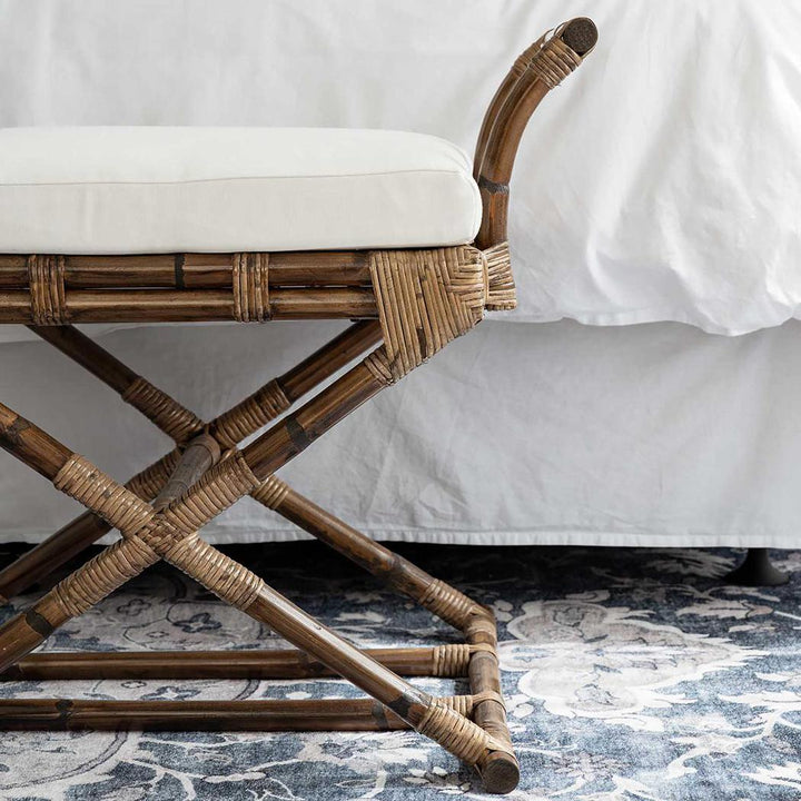 Bahamas Cross Leg Stool Brown with Cushion