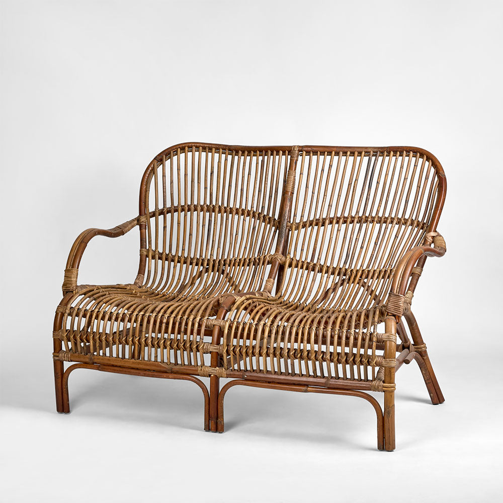 Seville Rattan Two Seater Antique Armchair