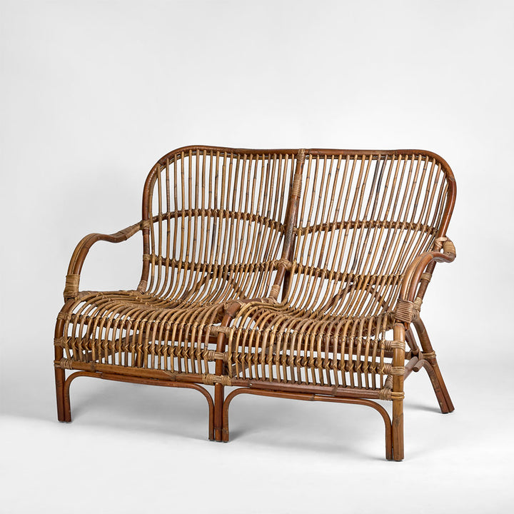 Seville Rattan Two Seater Antique Armchair