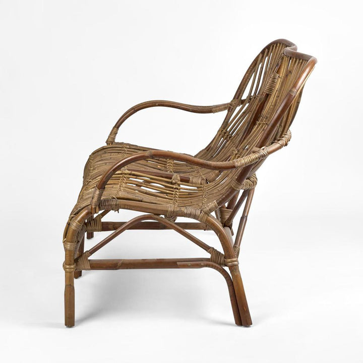 Seville Rattan Two Seater Antique Armchair