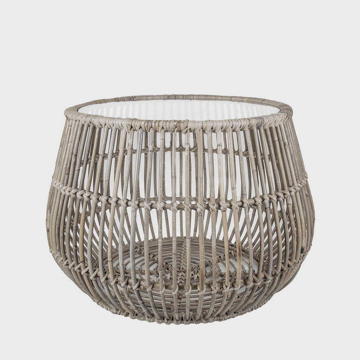 Haiti Round Basket Table Glass - Outdoor Under-Cover