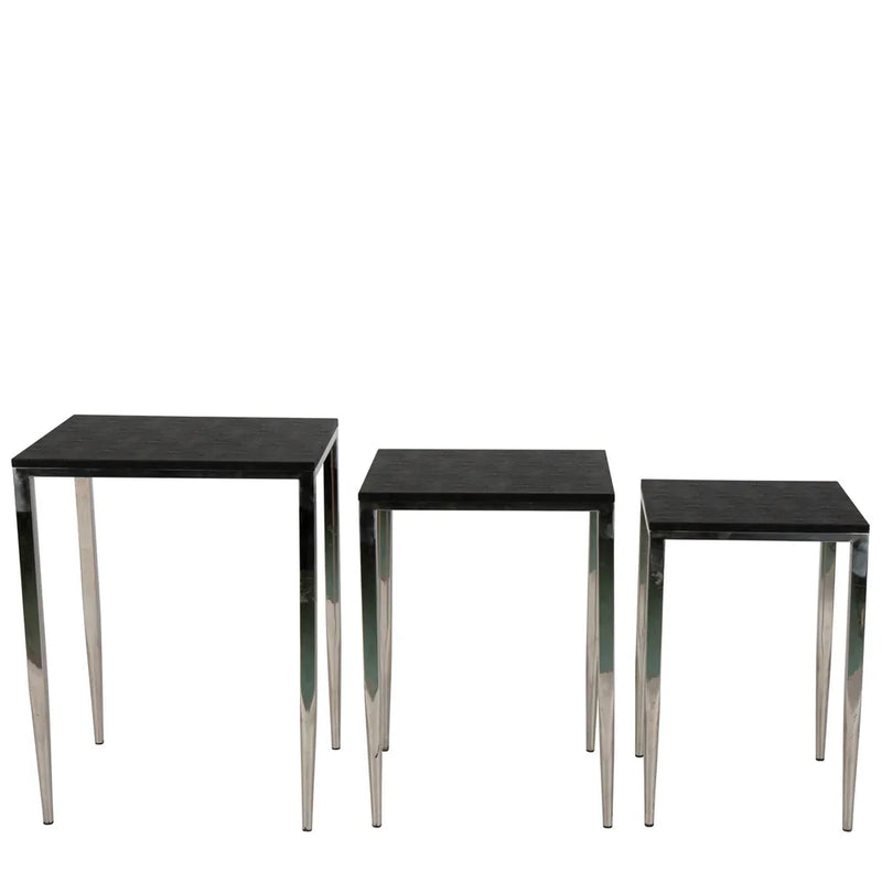 Alor Shagreen Tables Set of 3 - Black