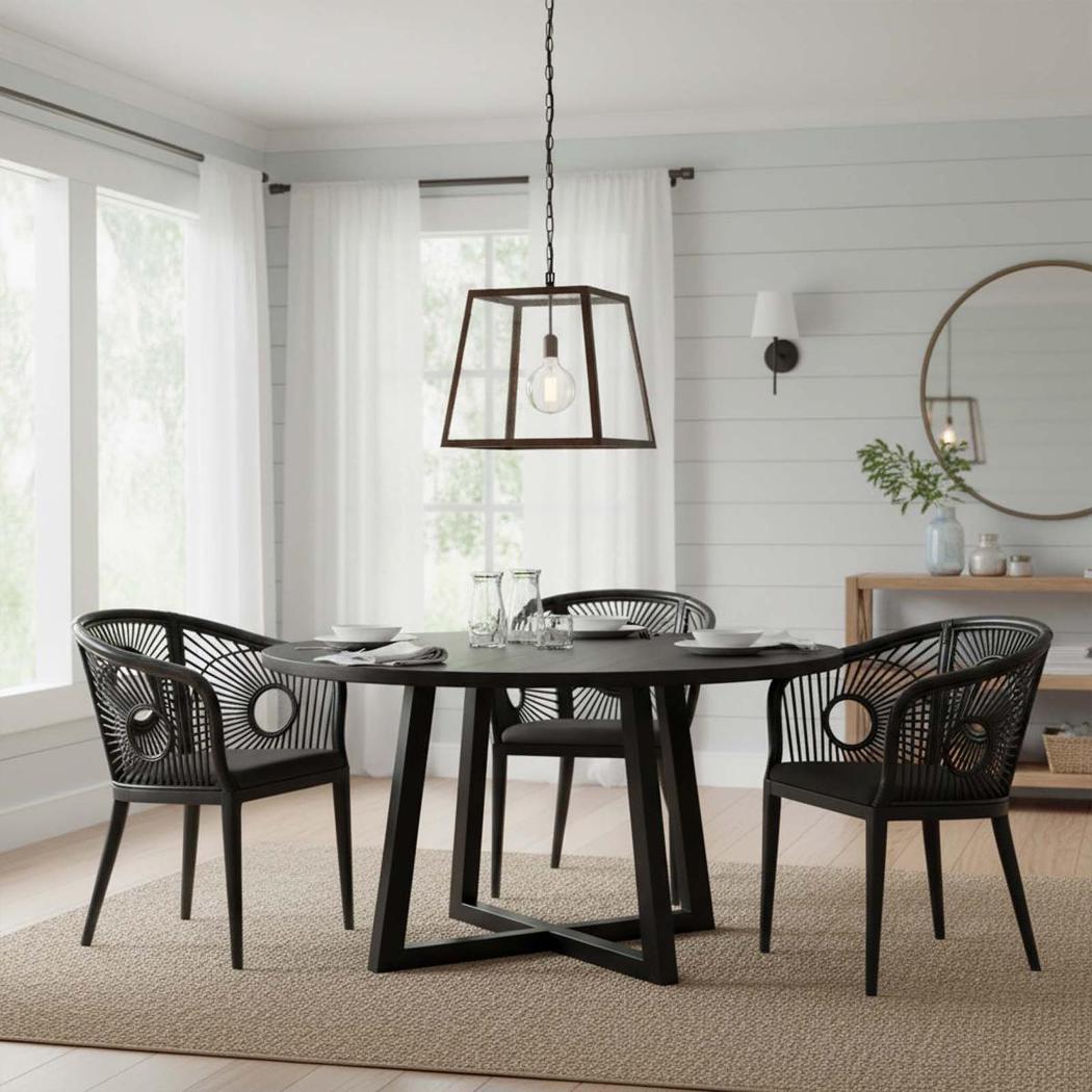 Denver Oak Dining Table Black 140cm