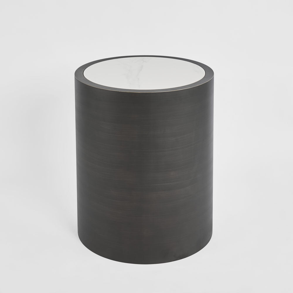 Gordon Drum Side Table
Black/White Stone
