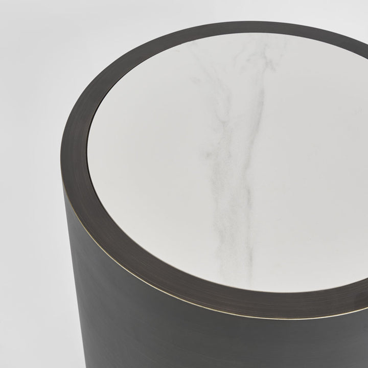 Gordon Drum Side Table
Black/White Stone