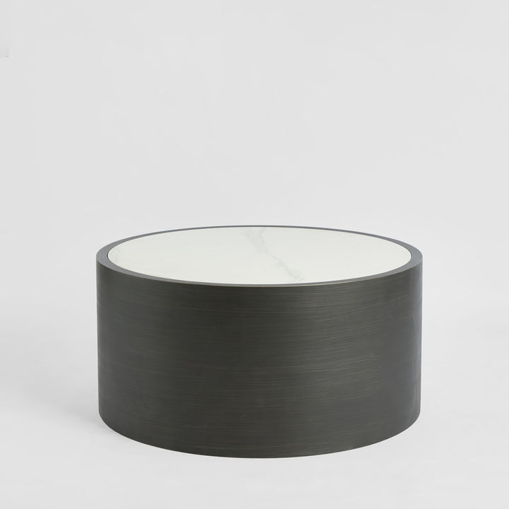 Gordon Drum Coflee Table Black/White Stone