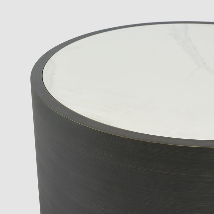 Gordon Drum Coflee Table Black/White Stone