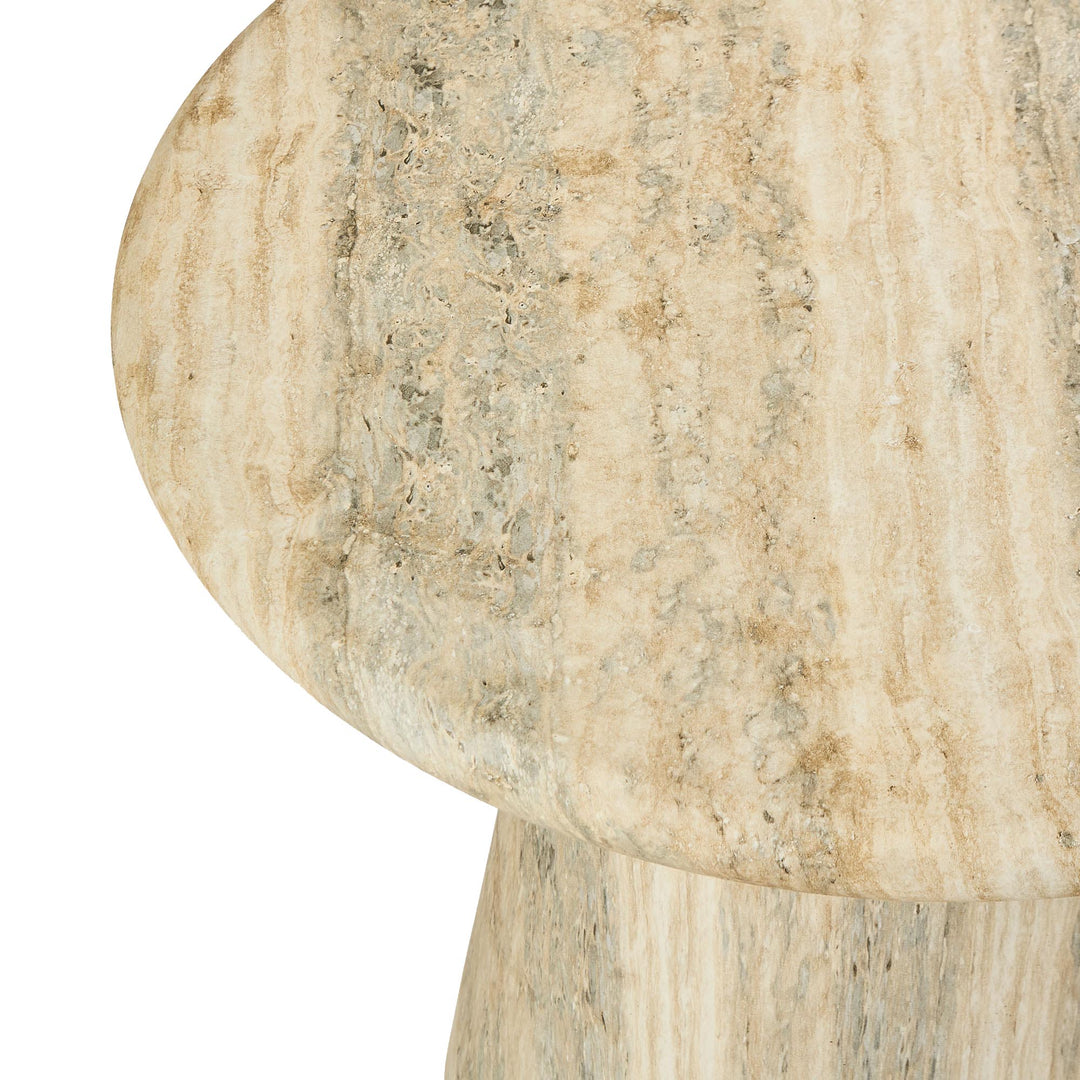 Parisi Round Side Table Grey Travertine Look - Outdoor
