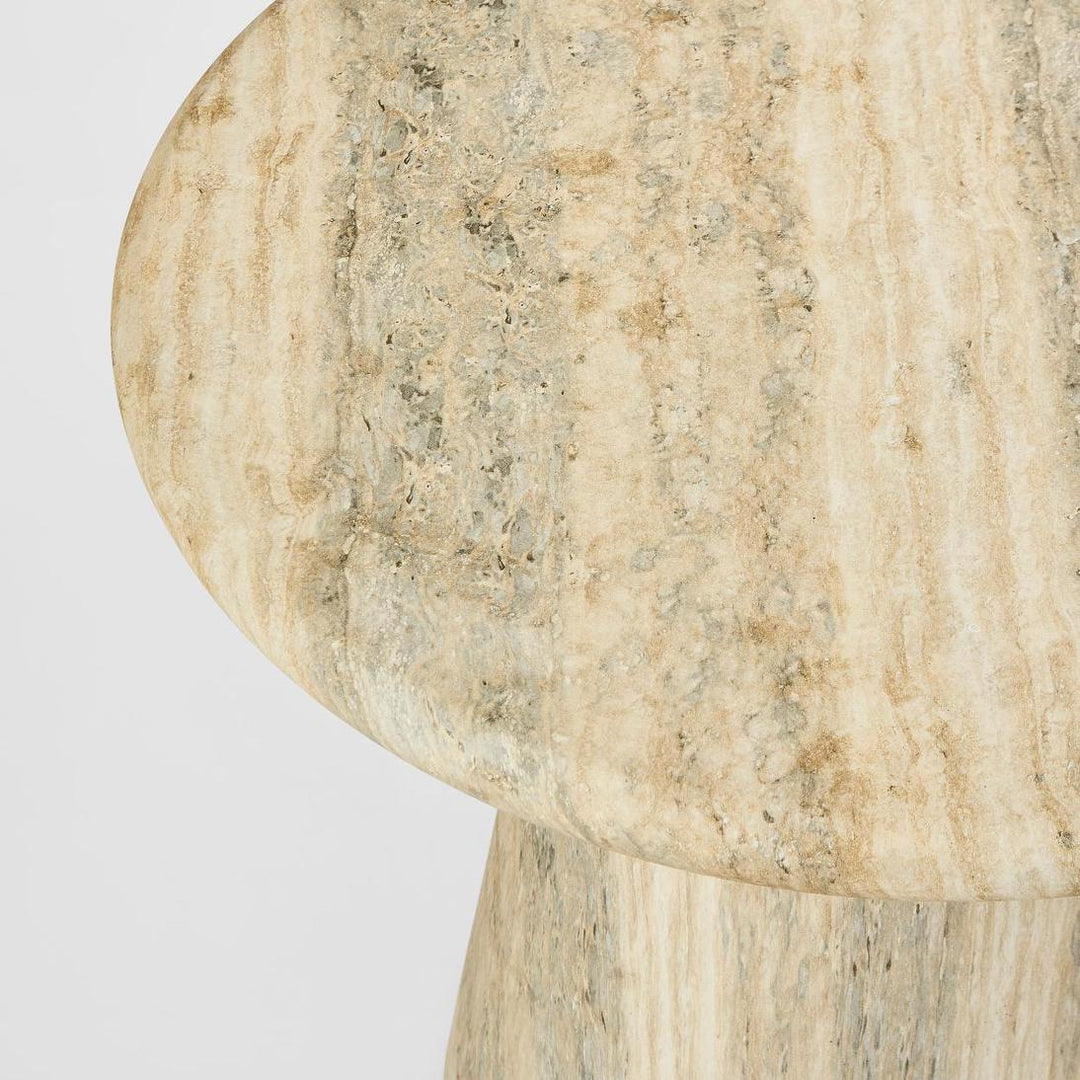 Parisi Round Side Table Grey Travertine Look - Outdoor