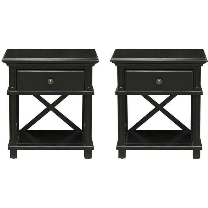 Sorrento Hamptons Bedside Table W/Drawer Black