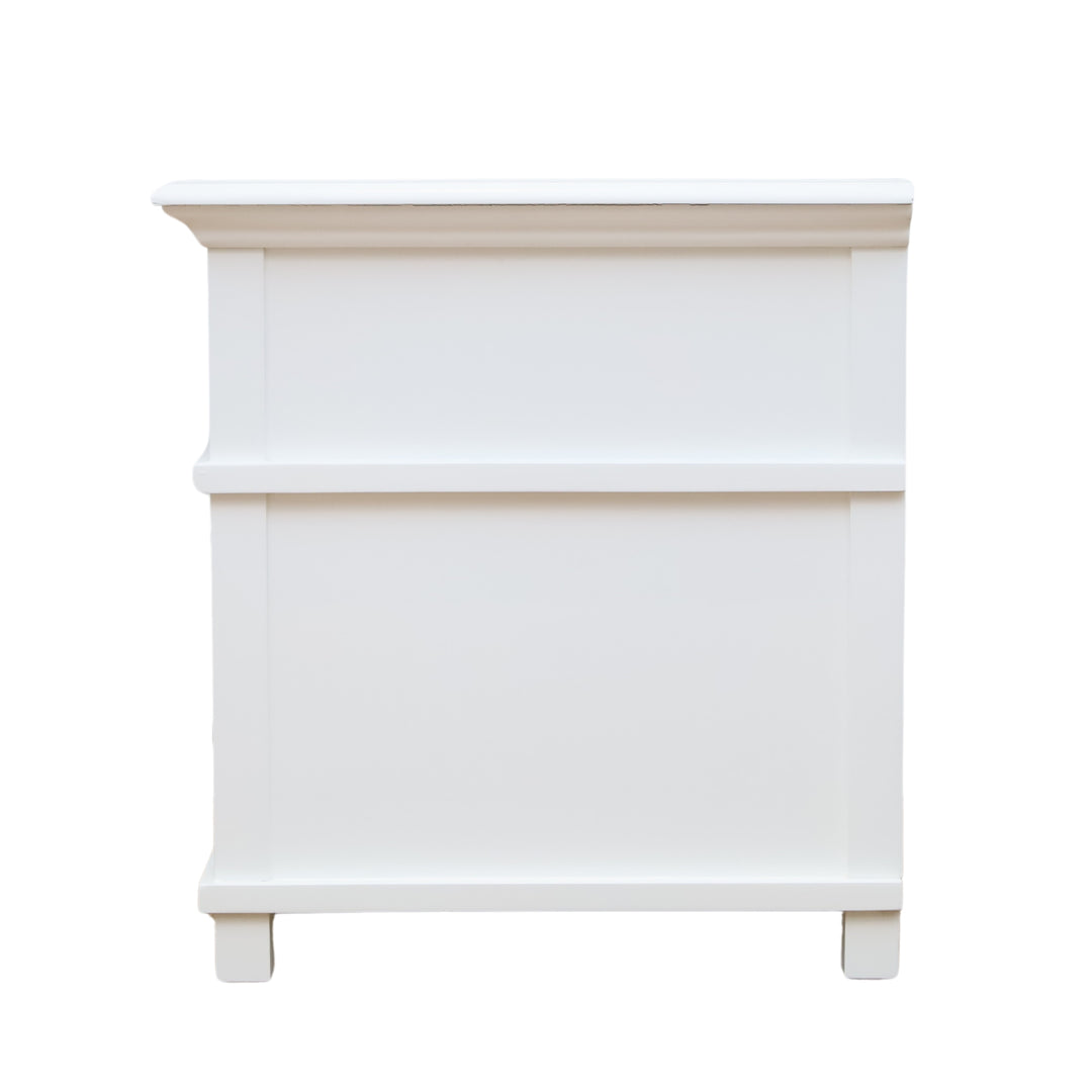 Sorrento Hamptons Medium 2 Drawer Bedside Table White