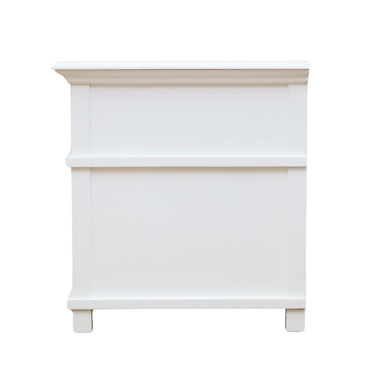 Sorrento Hamptons Medium 2 Drawer Bedside Table White