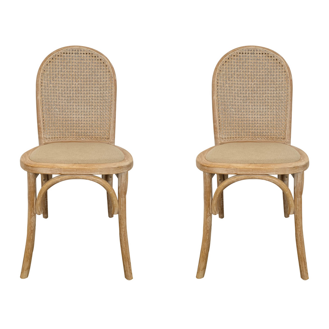 Alwyn Rattan Elm Wood Dining Chair Grey Dust