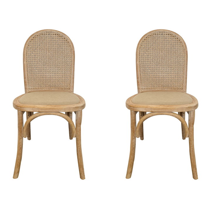 Alwyn Rattan Elm Wood Dining Chair Grey Dust