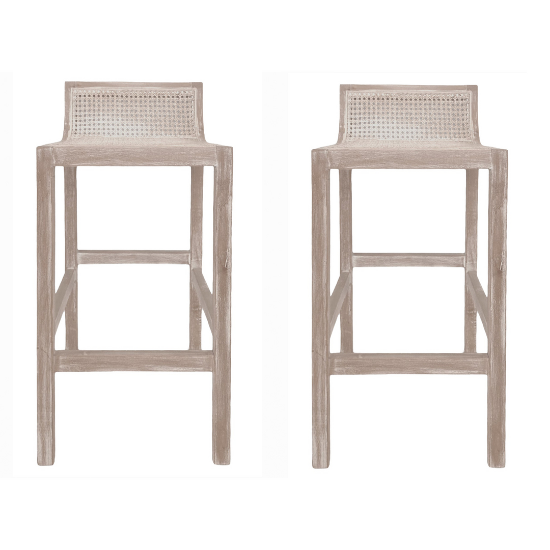 Amalfi Elm Wood and Rattan Barstool Natural