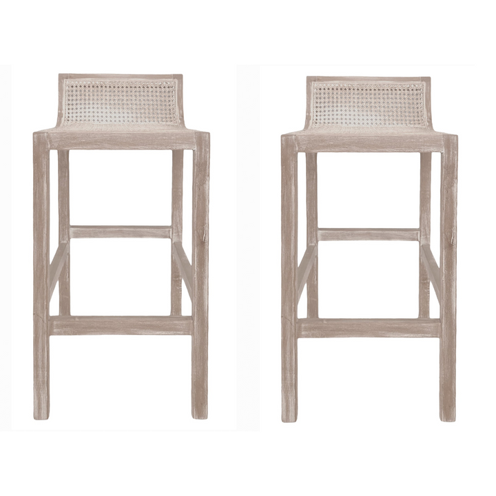 Amalfi Elm Wood and Rattan Barstool Natural