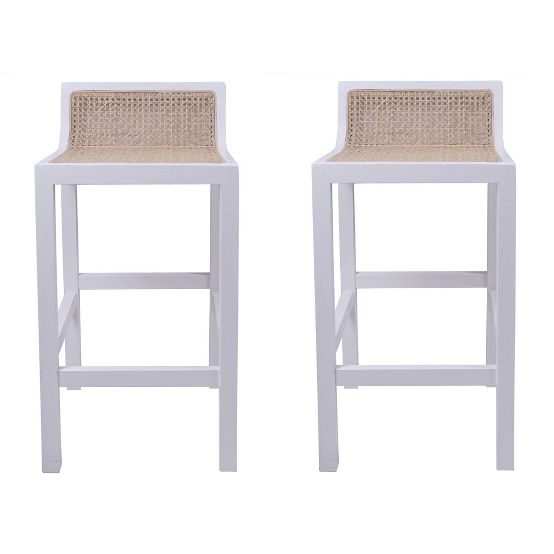 Amalfi Elm Wood and Rattan Barstool White