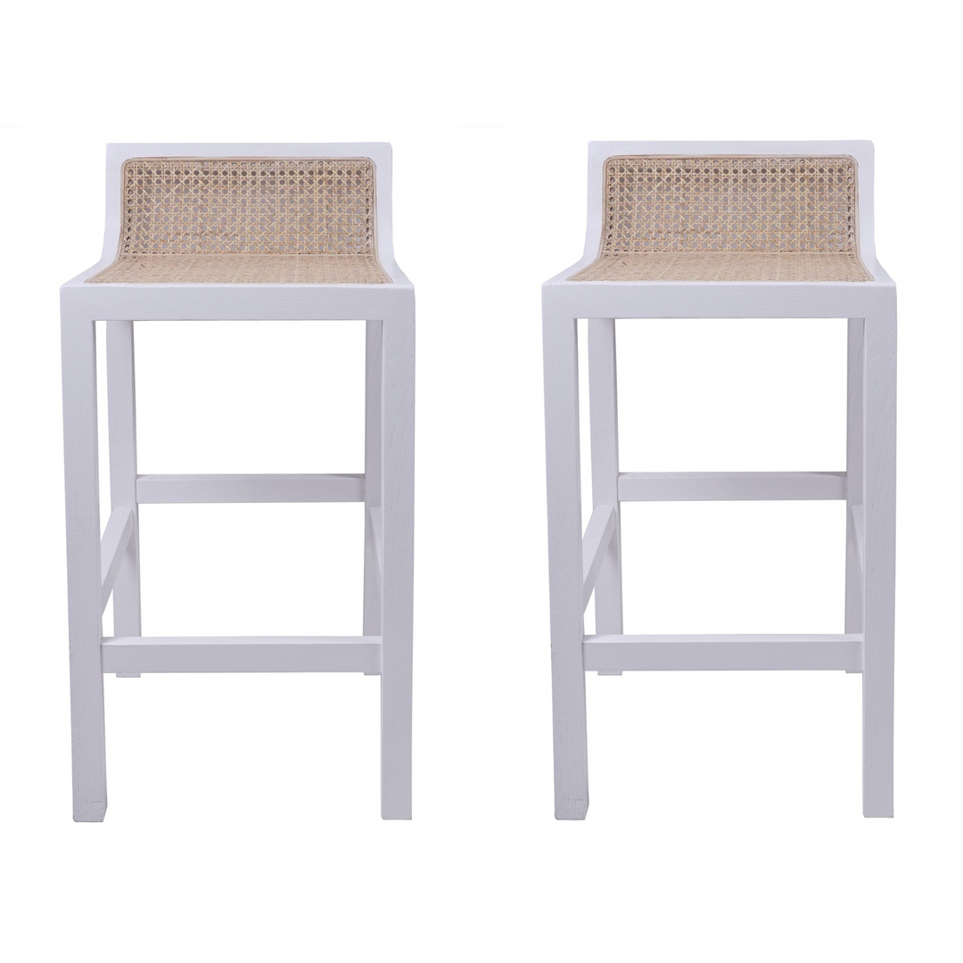 Amalfi Wood & Rattan Counter Stool White