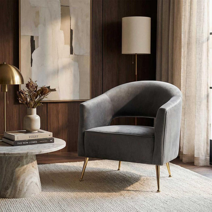 Barletta Armchair Grey Velvet
