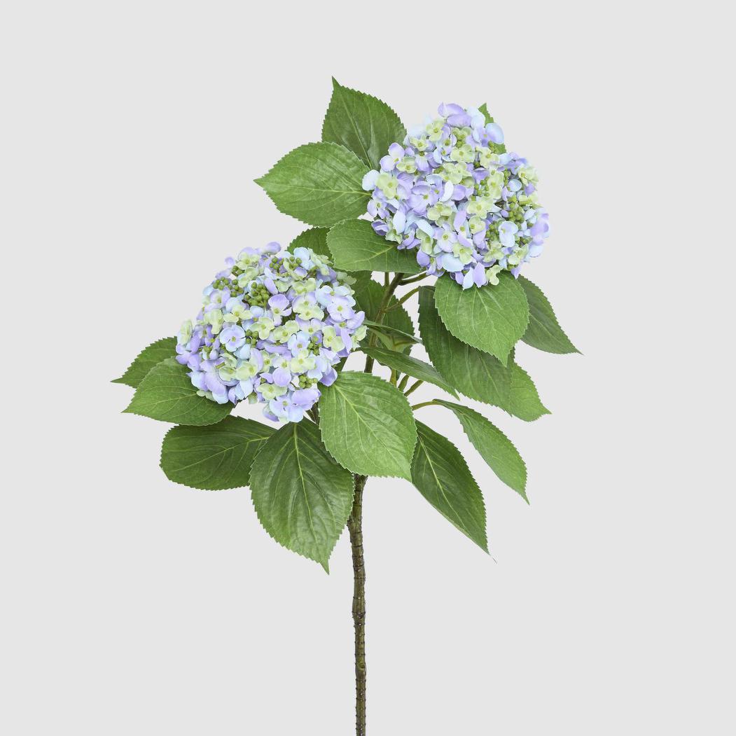 Hydrangea with Leaves 90cm Blue